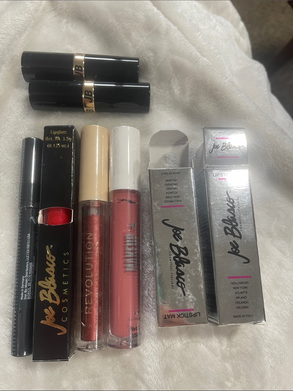 Women Makeup Lipstick & Lip Gloss Set - Pink, Red, Bronze